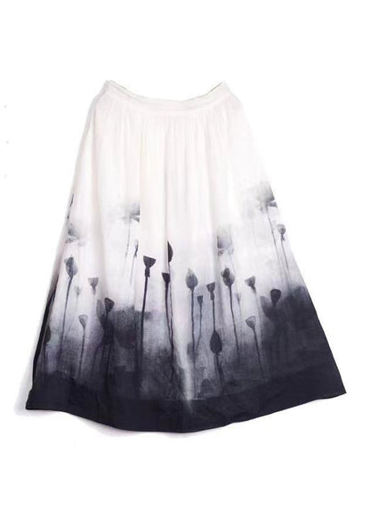 Elegant Colorblock Tie Dye Elastic Waist A Line Skirts Summer VB1088