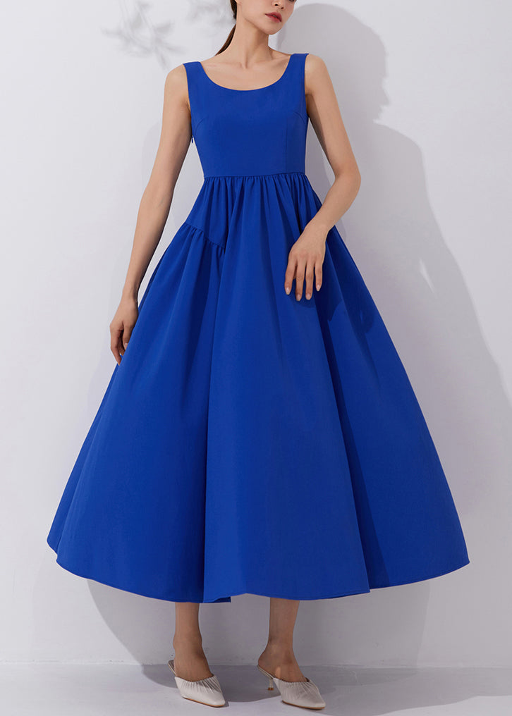 Elegantes, ärmelloses Kleid mit hoher Taille und Uni in Klein Blau AM1021