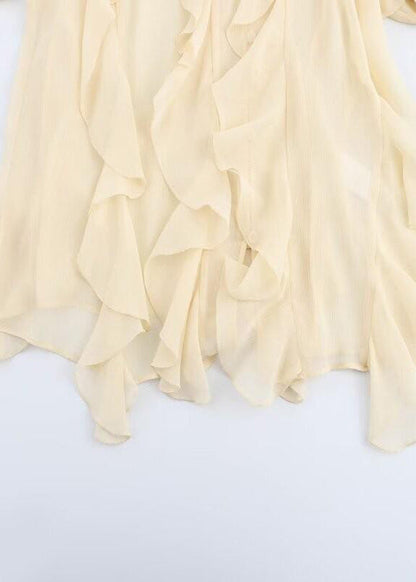 UPF Ruffles 50+ Yellow Light Summer Chiffon Elegant Shirt