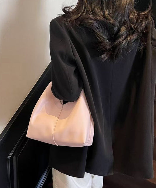 Leather Pink Durable Tote Faux Elegant Solid Handbag