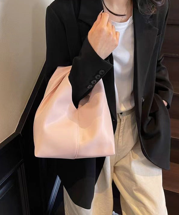 Leather Pink Durable Tote Faux Elegant Solid Handbag