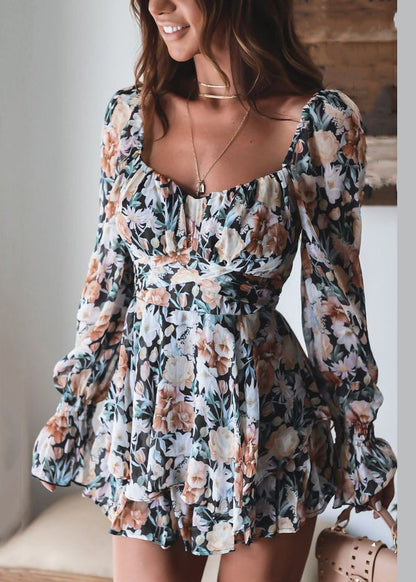 Spring Elegant Print Zippered Pink Jumpsuit Up Lace