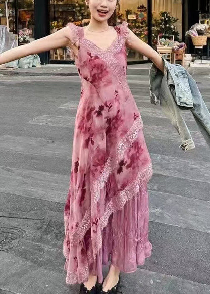 Elegant Purple Sleeveless Dresses Lace Long Zippered Patchwork