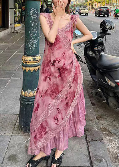 Elegant Purple Sleeveless Dresses Lace Long Zippered Patchwork