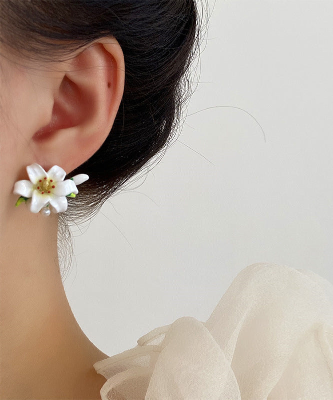 Colored Stud Silver Lily Elegant Sterling Rainbow Earrings Glaze