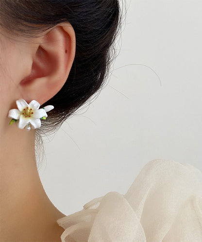 Colored Stud Silver Lily Elegant Sterling Rainbow Earrings Glaze