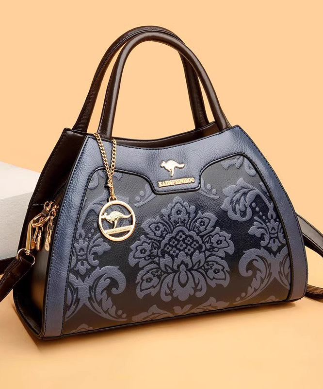 Tote Calf Bag Embossed Leather Elegant Red