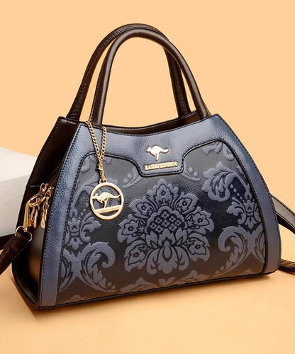 Tote Calf Bag Embossed Leather Elegant Red