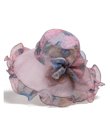 Rose Organza Ruffled Sun Hat Elegant Floral