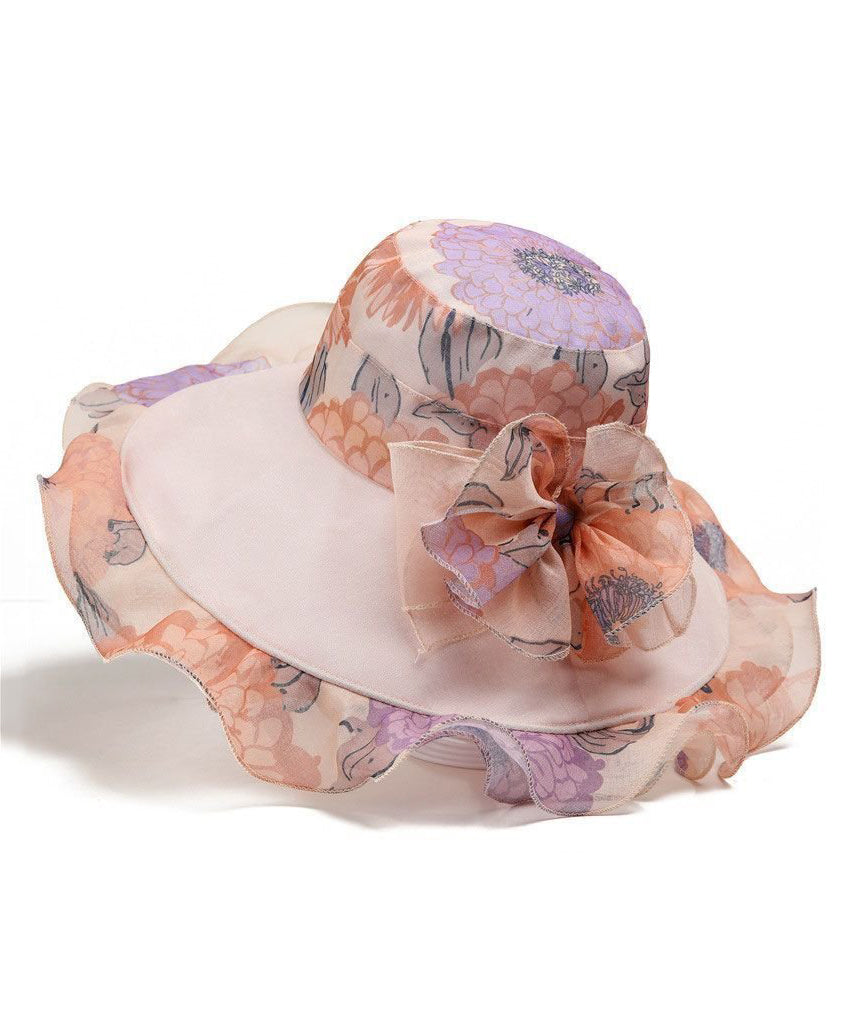 Rose Organza Ruffled Sun Hat Elegant Floral
