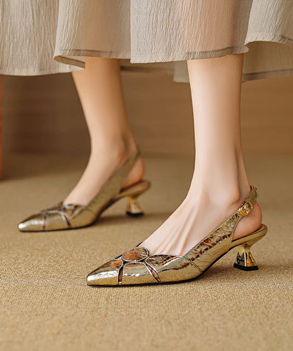 Splicing Silver Toe Heels Pointed High Sheepskin Elegant