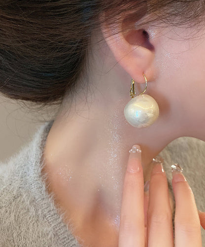 Elegant White Alloy Pearl Drop Earrings QZ007