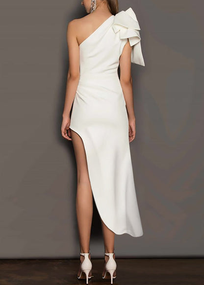 One Dresses White Asymmetrical Design Elegant Shoulder Cotton