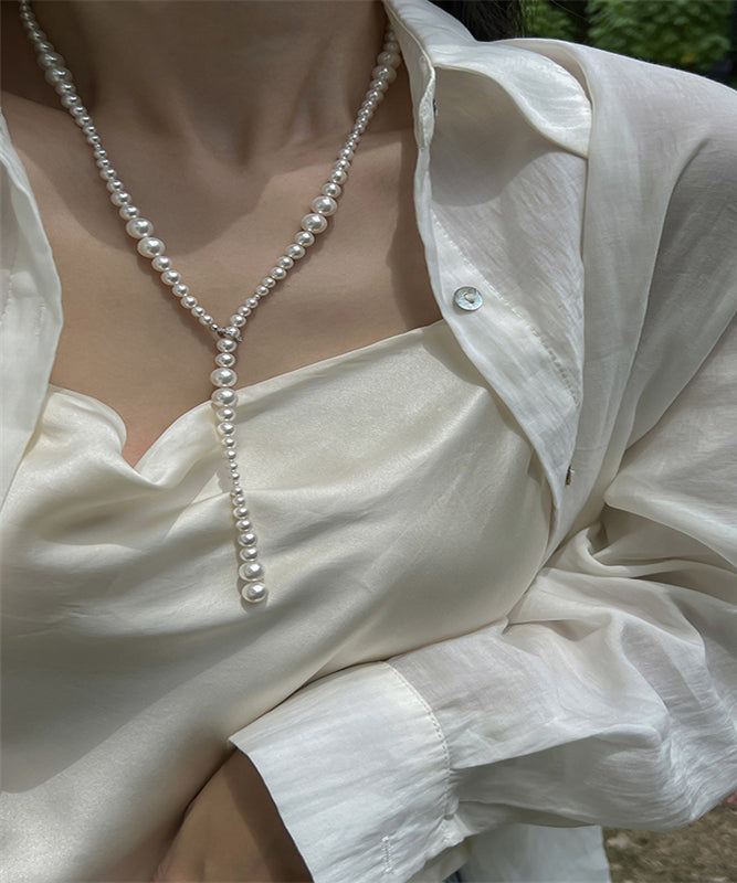 Elegant White Pearl Beading Gratuated Bead Necklace WQ021