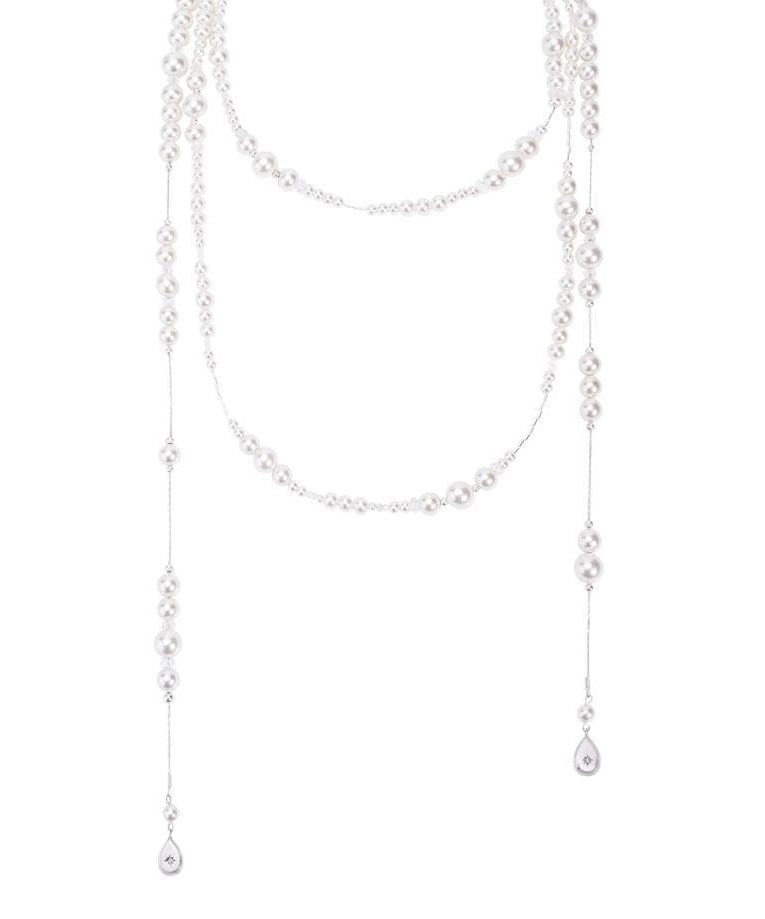 Collier élégant en argent sterling avec perles en cristal et ciel étoilé QJ013