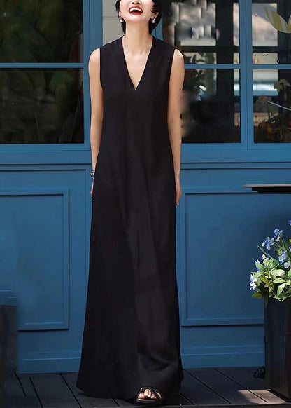 White Sleeveless Neck Patchwork Long V Elegant Dresses