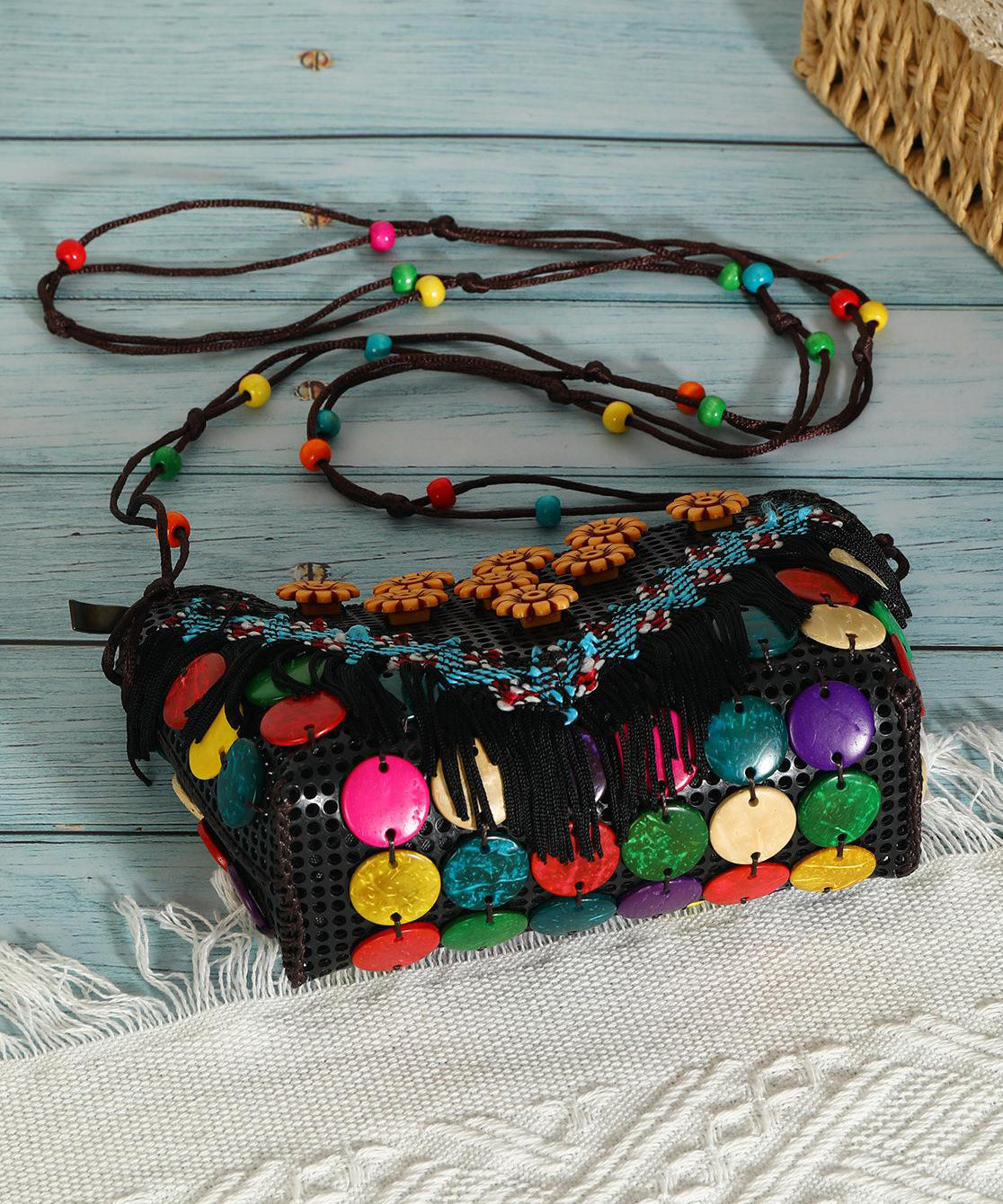 Ethnic Style Coconut Shell Handmade Woven Crossbody Bag HJ1020