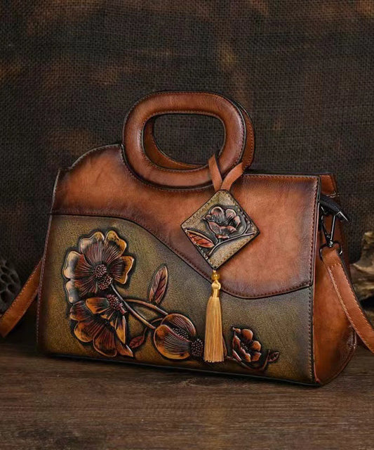 Sac à bandoulière en relief style ethnique rétro camel HJ1001