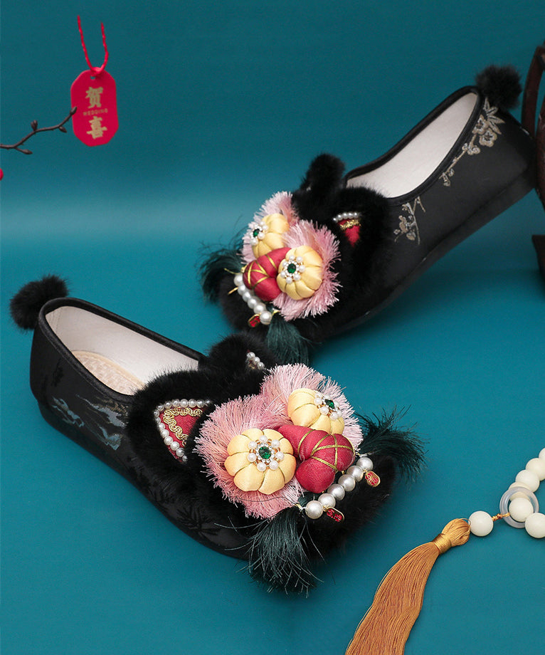 Ethnic Style Splicing Tiger Head Shoes Embroidered Soft Sole TQ038