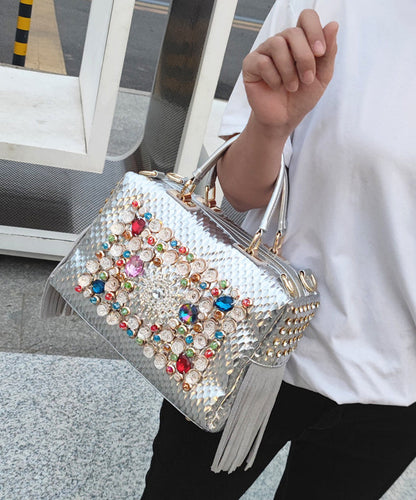 Black Style And American European Tote Handbag Zircon Tassel