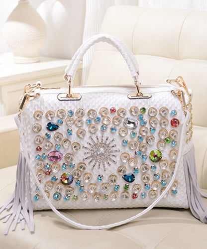 Black Style And American European Tote Handbag Zircon Tassel