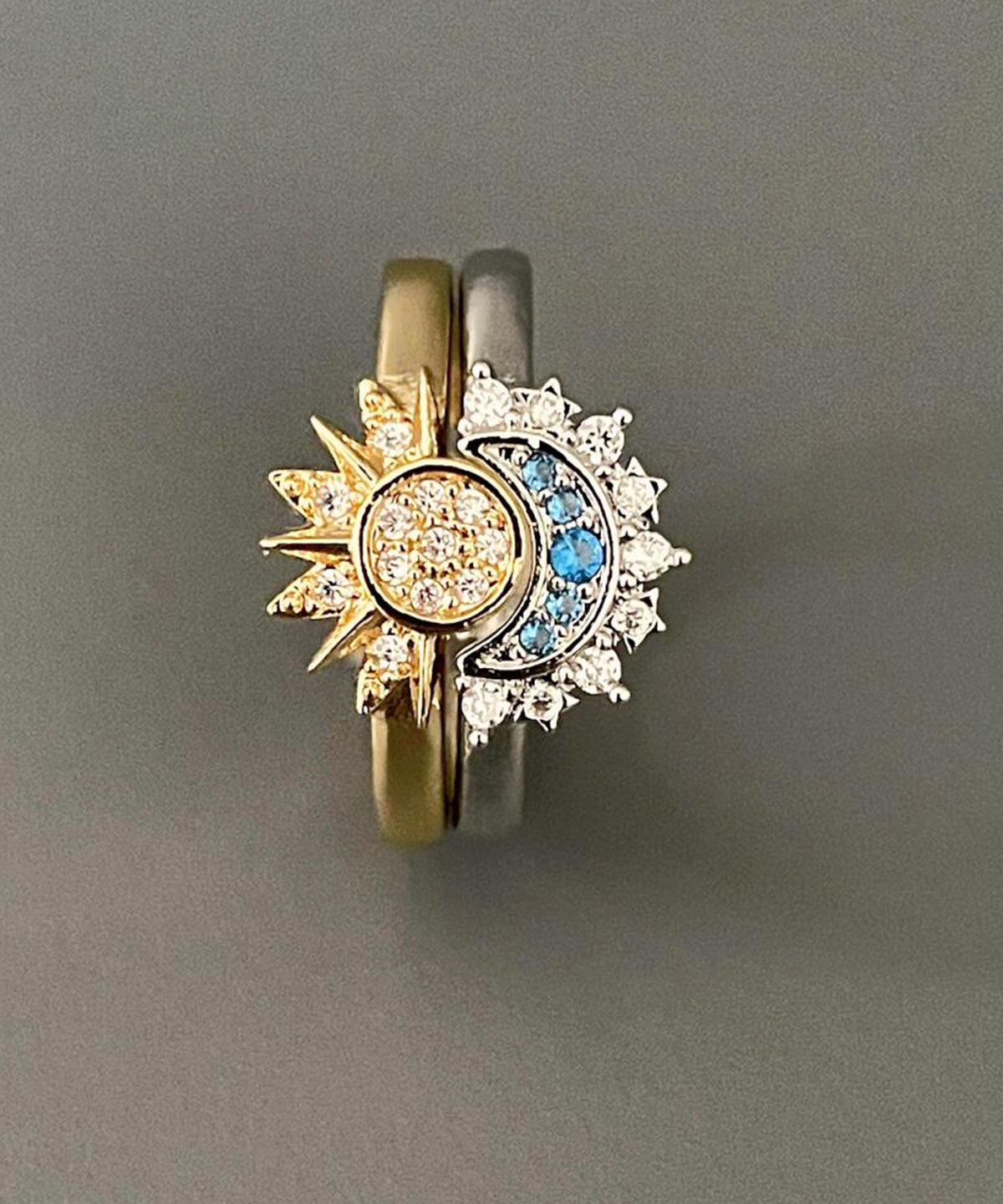 Zircon And Rings Alloy Open Fashion Set Two-Piece Moon Sun