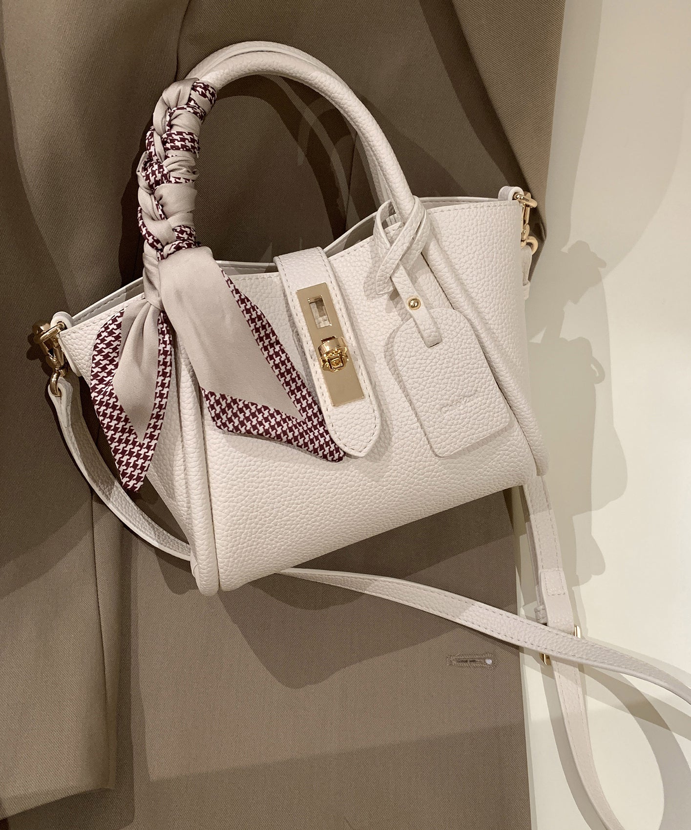 Leather Durable Faux Fashion Bag Beige CrossBody