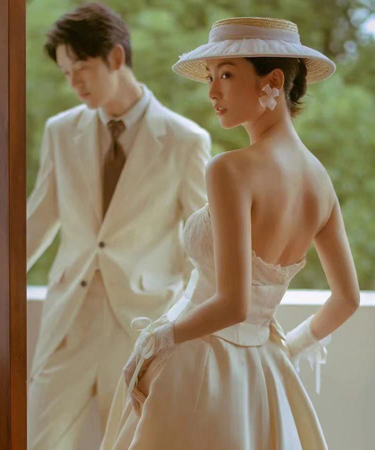 Beige Tulle Wrinkled Woven Fashion Straw Hat Cloche