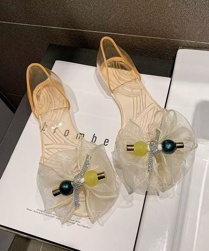Black Bow Toe Sandals Clear Peep Splicing Fashion