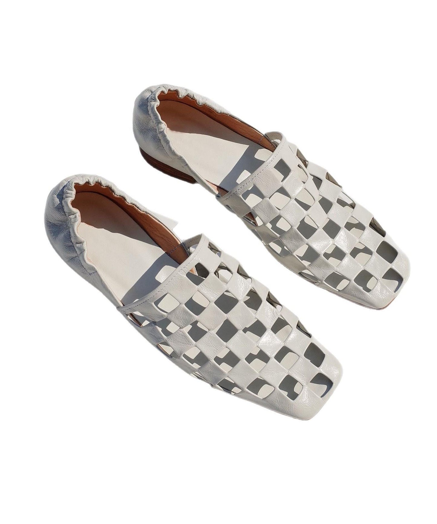 Shoes Leather Loafer Cowhide Out Splicing Fashion Black Hollow