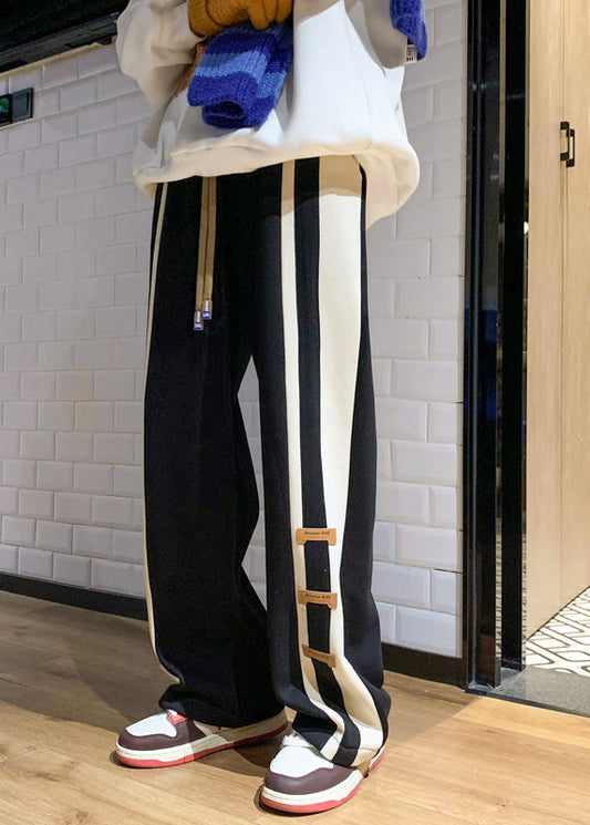 Fashion Pants Black Cotton Spring Men Patchwork Oversized