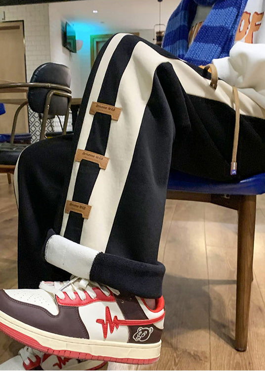 Fashion Pants Black Cotton Spring Men Patchwork Oversized