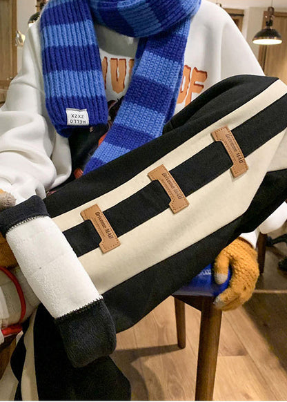 Fashion Pants Black Cotton Spring Men Patchwork Oversized