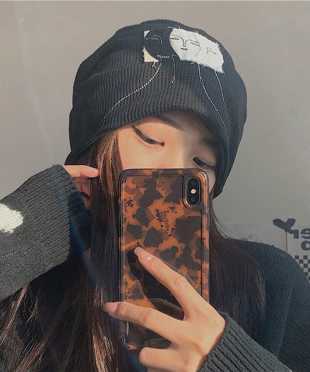 Hat Black Versatile Fashion Bonnie Cotton Patch