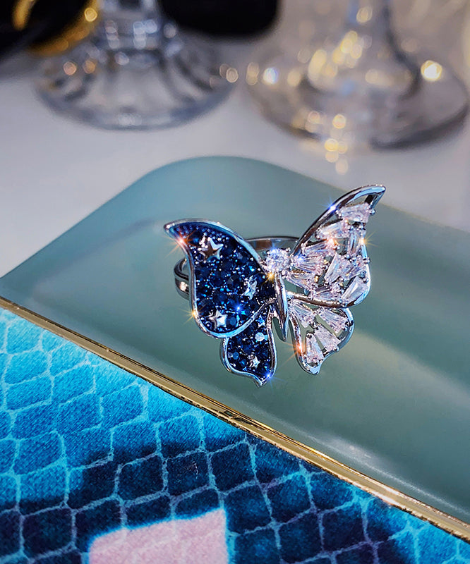 Rings Blue Alloy Zircon Fashion Butterfly