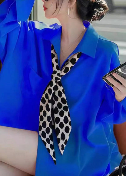 Collar Peter Blue Shirt Fashion Spring Pan Solid