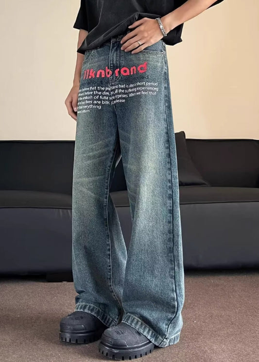 Jean droit à poches bleues tendance pour homme SA027