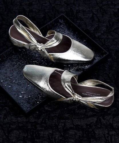 Chunky Sandals Bow Silver Fashion Splicing Sheepskin