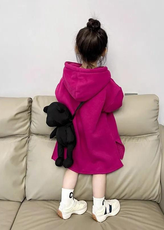 Fashion Dragonfruit Colour Graphic Patchwork Kids Hooded Fleece Sweatshirt Dress Spring TV029