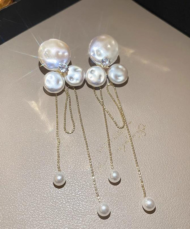 Alloy Earrings Pear Fashion Floral Tassel Drop Gold