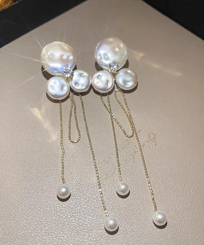 Alloy Earrings Pear Fashion Floral Tassel Drop Gold