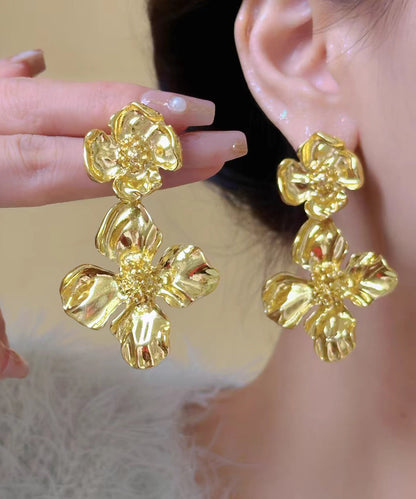 Stud Ancient Fashion Earrings Floral Gold