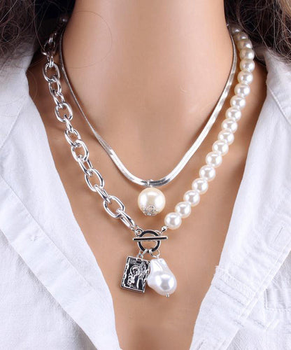 Pearl Chain Metal Women Gold For Baroque Necklace Fashion