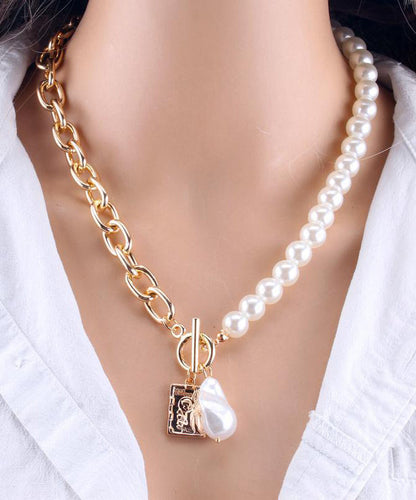 Pearl Chain Metal Women Gold For Baroque Necklace Fashion