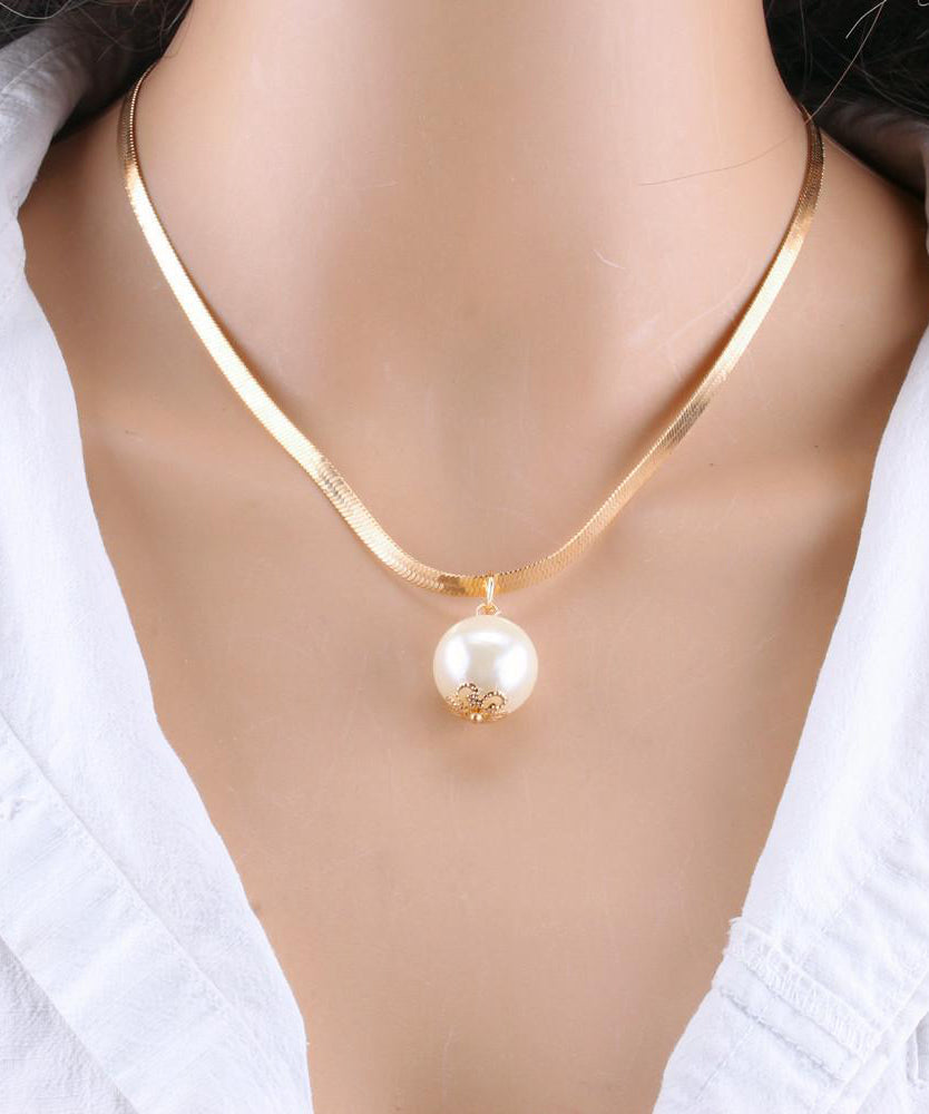 Pearl Chain Metal Women Gold For Baroque Necklace Fashion