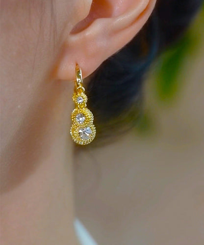 Fashion Gold Copper Alloy Zircon Durian Hoop Earrings EY002