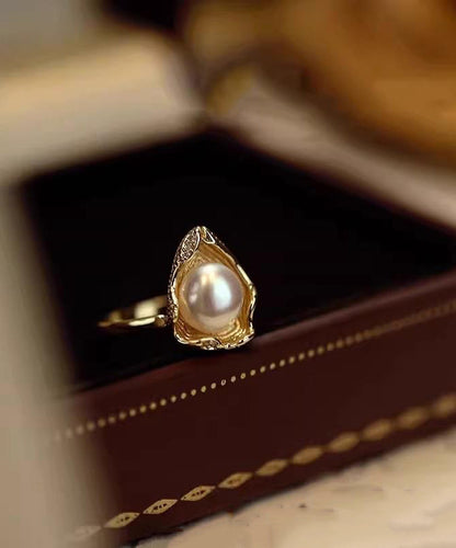 Overgild Gold Fashion Rings Copper Pearl