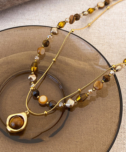 Fashion Copper Tiger Pendant Gold Eye Beading Overgild Stone