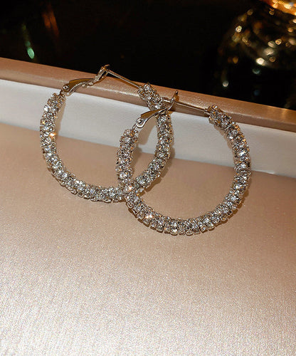 Fashion Gold Copper Zircon Hoop Earrings ZZ023