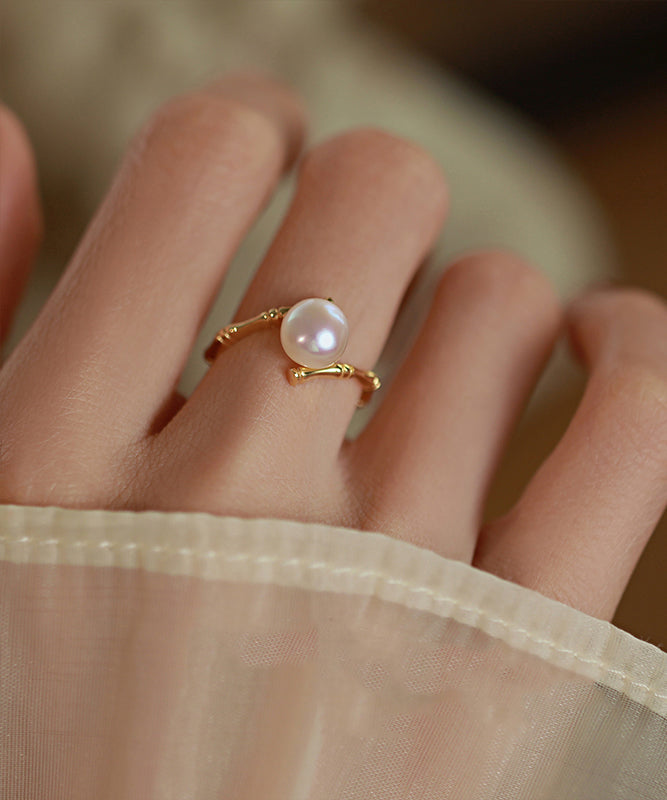 Silver Rings Pearl Open Gold Sterling Fashion Alloy